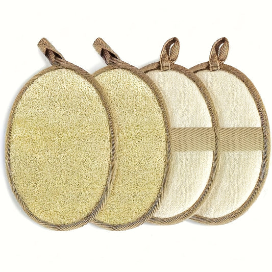 2/4pcs Natural Exfoliating Loofah Pads, Body Scrubbers, Portable Luffa Sponges