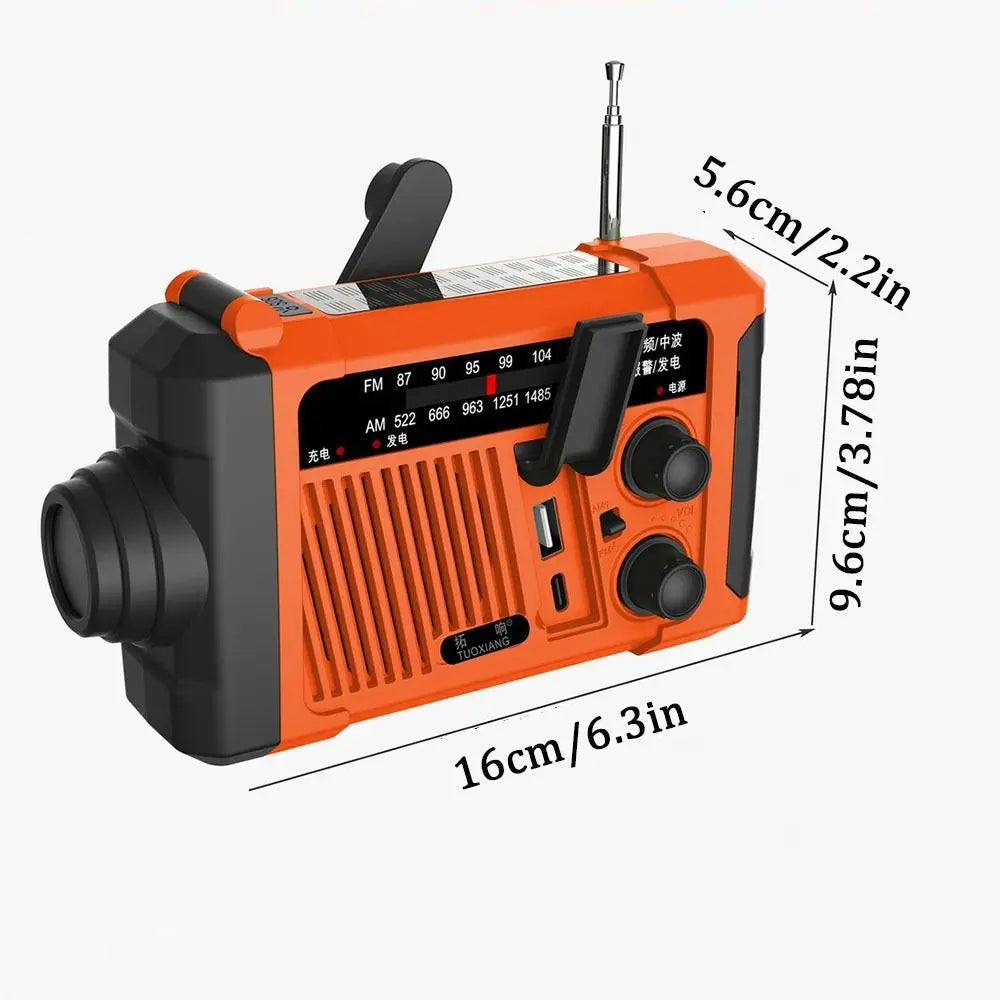 With Flashlight Solar Power Emergency Radio Reading Light Power Bank Hand Crank Radio SOS Alarm USB Charging AM/FM Radio