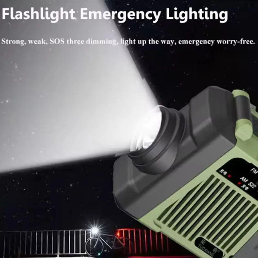 With Flashlight Solar Power Emergency Radio Reading Light Power Bank Hand Crank Radio SOS Alarm USB Charging AM/FM Radio