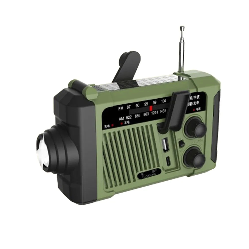 With Flashlight Solar Power Emergency Radio Reading Light Power Bank Hand Crank Radio SOS Alarm USB Charging AM/FM Radio