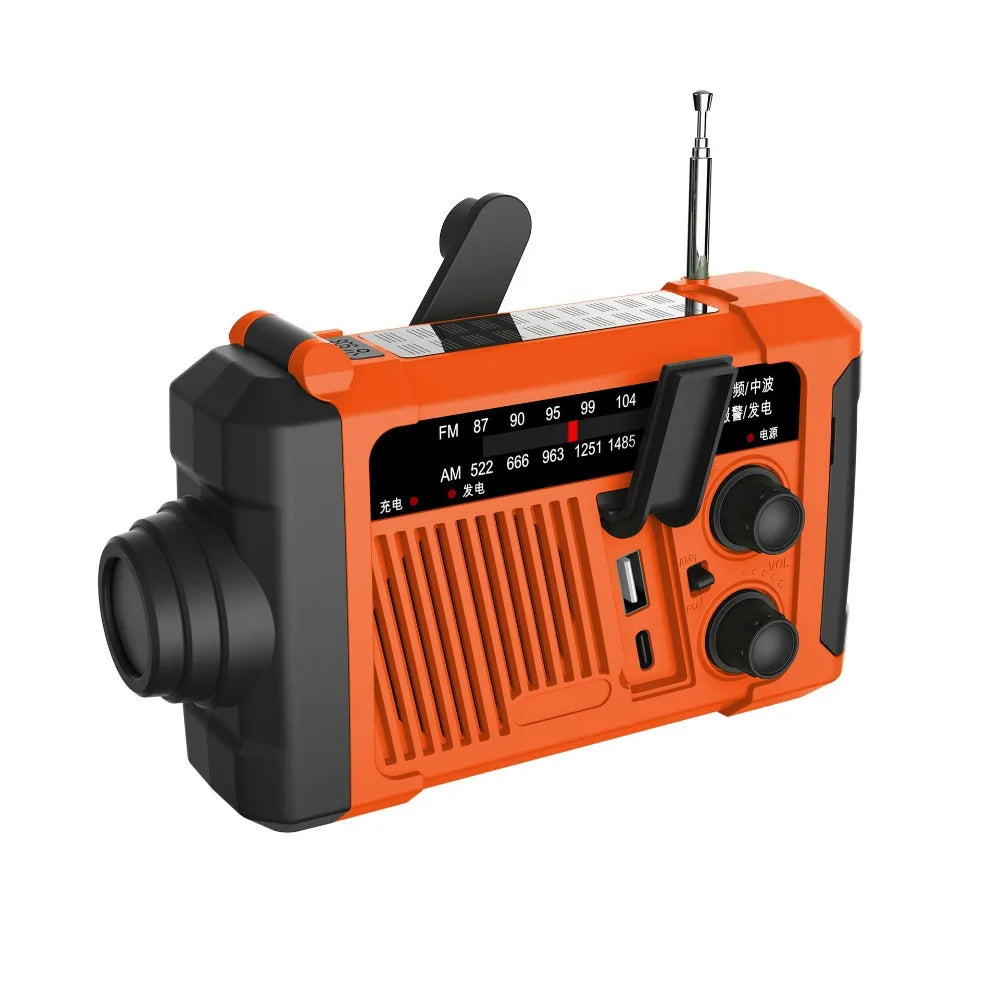 With Flashlight Solar Power Emergency Radio Reading Light Power Bank Hand Crank Radio SOS Alarm USB Charging AM/FM Radio