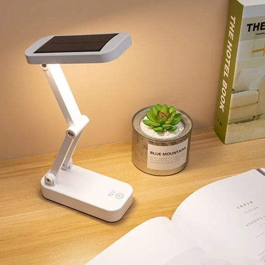 Energy Saving Foldable Solar Powered Desk Lamp Dimmable USB Charging LED Night Light Touch Portable Reading Light Eye Protection