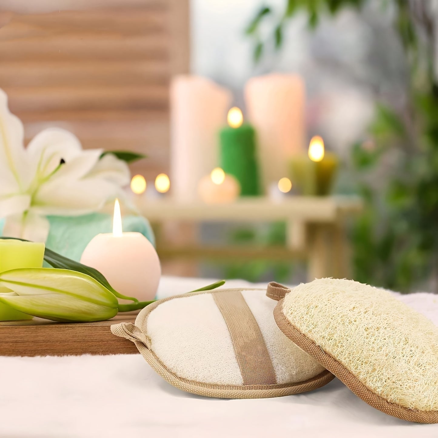 2/4pcs Natural Exfoliating Loofah Pads, Body Scrubbers, Portable Luffa Sponges