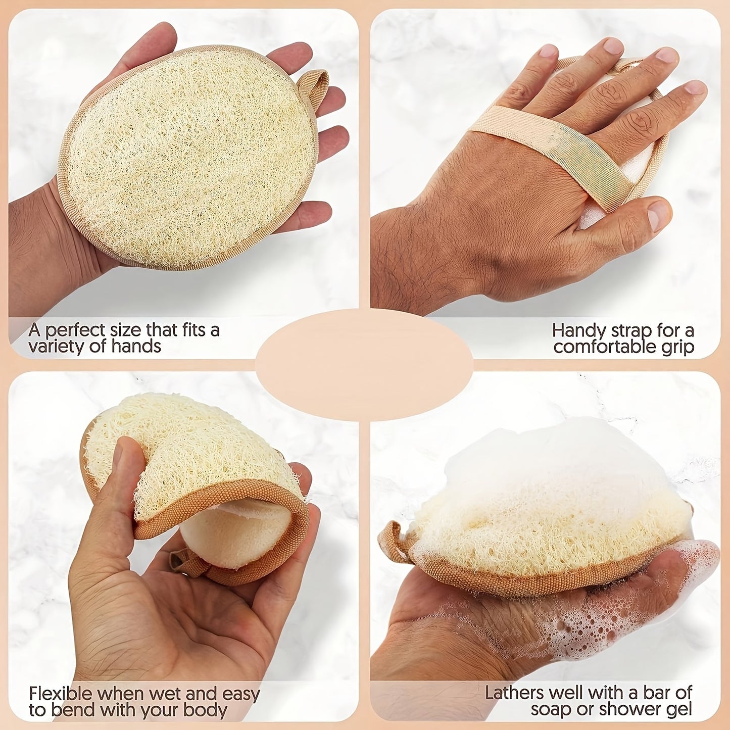 2/4pcs Natural Exfoliating Loofah Pads, Body Scrubbers, Portable Luffa Sponges